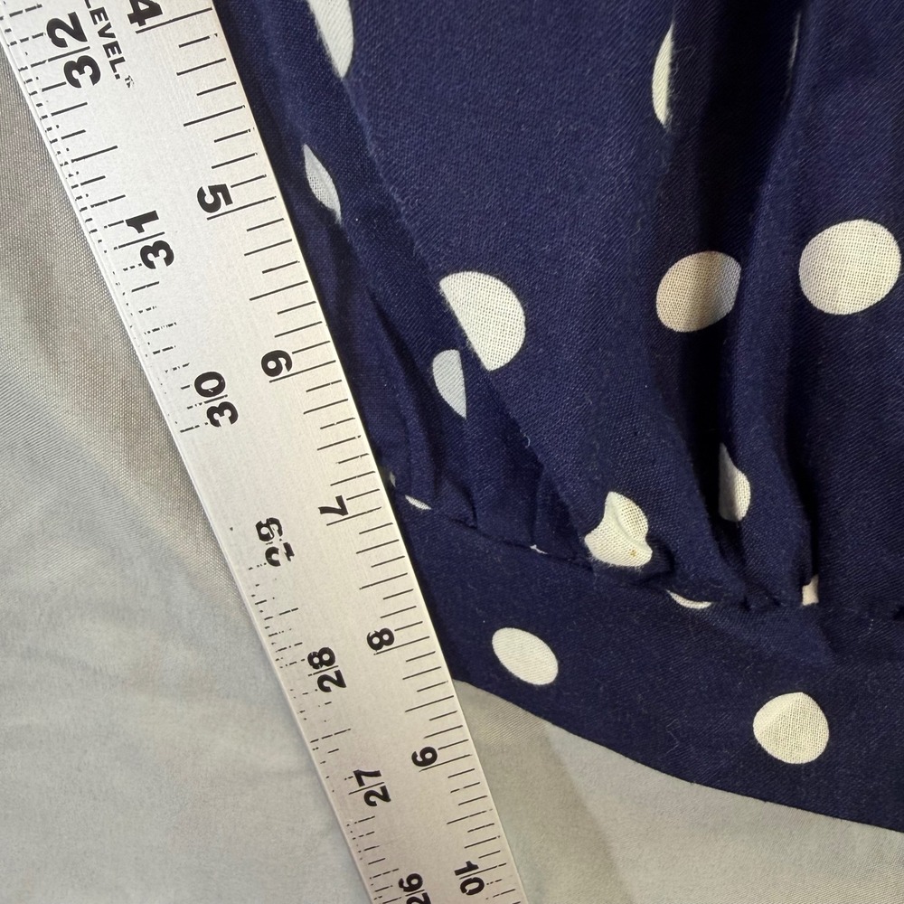 Vintage Helen's Navy Polka Dot Jumpsuit Kids Puff Balloon Sleeve USA 80s Retro - Picture 6 of 9
